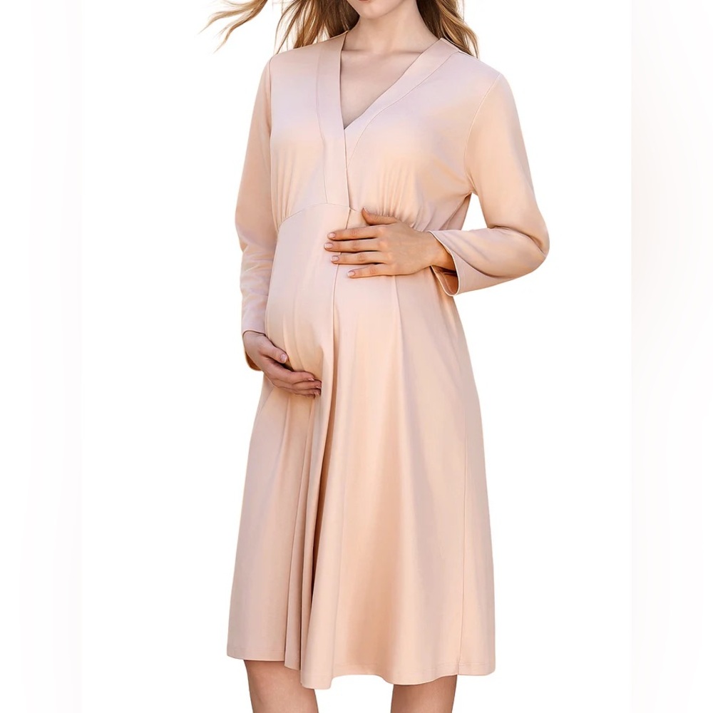 Elegant Cream Maternity Nightgown